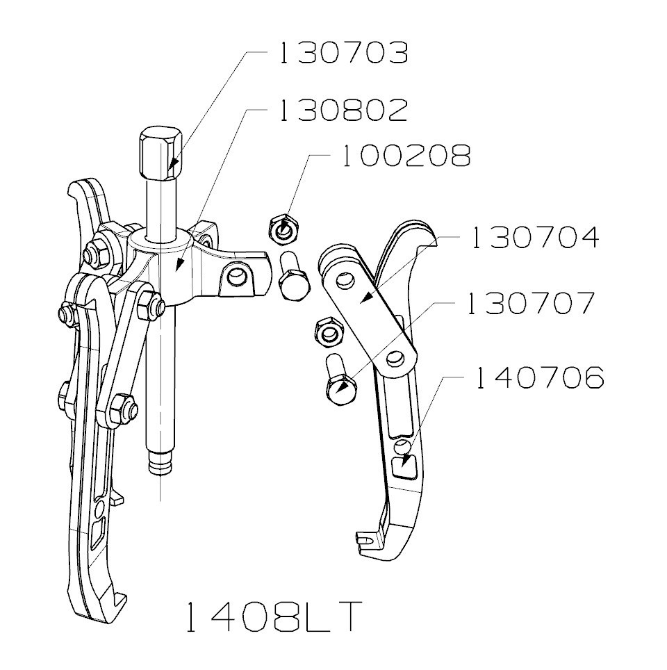 EXTRACTOR REVERSIBLE FORZA SERIE 1400LT DE 3 PATAS LARGAS